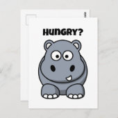 Carte Postale Hippo affamé drôle Enfants Hippopotame dessin (Devant / Derrière)