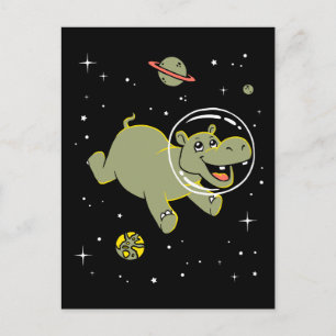 Carte Postale Hippo Animaux Dans L'Espace