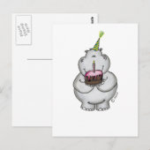 Carte Postale Hippo anniversaire - Joyeux anniversaire (Devant / Derrière)