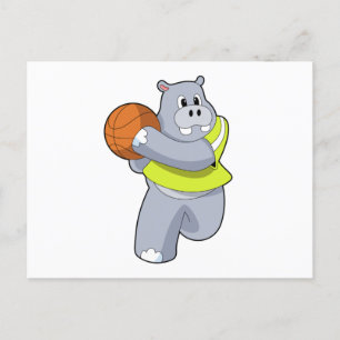 Carte Postale Hippo as basketball player with basketball.PNG