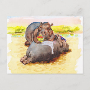 Carte Postale Hippo au soleil