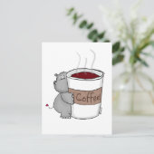 Carte Postale Hippo avec café (Debout devant)