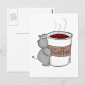 Carte Postale Hippo avec café (Devant / Derrière)