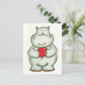 Carte Postale Hippo avec coeur (Debout devant)