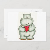 Carte Postale Hippo avec coeur (Devant / Derrière)