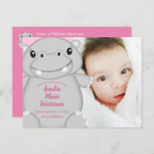 Carte Postale Hippo Baby shower rose (Devant / Derrière)