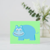 Carte Postale Hippo bleu mignon (Debout devant)