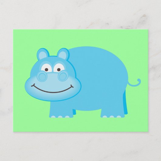 Carte Postale Hippo bleu mignon (Devant)
