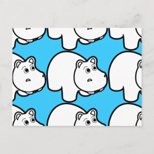 Carte Postale Hippo Cartoon mignon