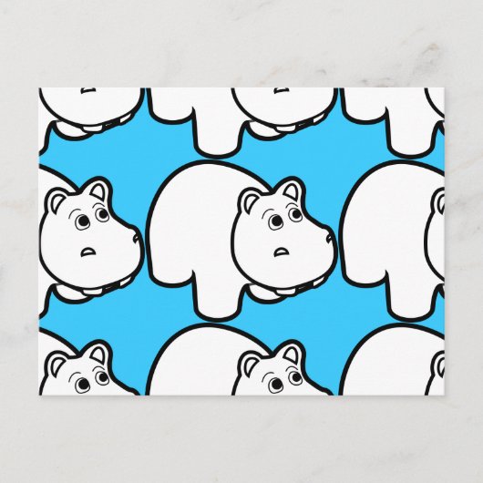 Carte Postale Hippo Cartoon mignon (Devant)