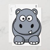 Carte Postale Hippo Cartoon mignon (Devant / Derrière)