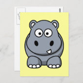 Carte Postale Hippo Cartoon mignon (Devant / Derrière)