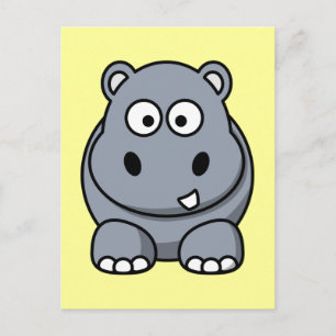 Carte Postale Hippo Cartoon mignon