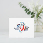 Carte Postale Hippo comme Plongeur avec lunettes de natation (Debout devant)