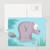 Carte Postale Hippo de ma série d'animaux du monde (Devant / Derrière)
