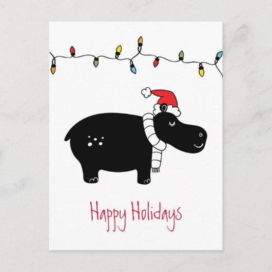 Carte Postale Hippo de Noël fantastique (Devant)