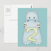 Carte Postale Hippo du 2e anniversaire (Devant / Derrière)