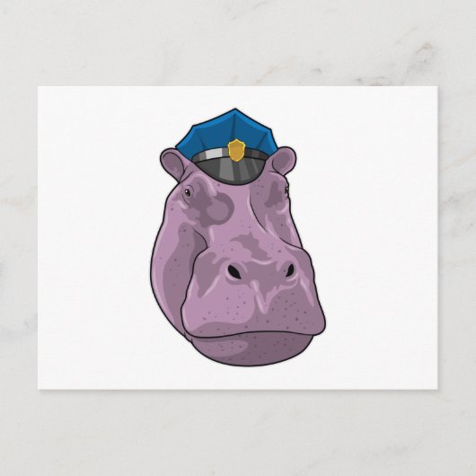 Carte Postale Hippo en tant que policier (Devant)