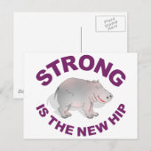 Carte Postale Hippo, fort est la nouvelle hanche (Devant / Derrière)