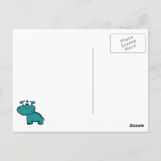 Carte Postale Hippo heureux bleu (Dos)