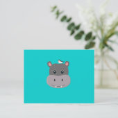 Carte Postale hippo mignon avec oiseau (Debout devant)