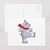 Carte Postale Hippo Patinage sur glace Patins sur glace (Devant / Derrière)