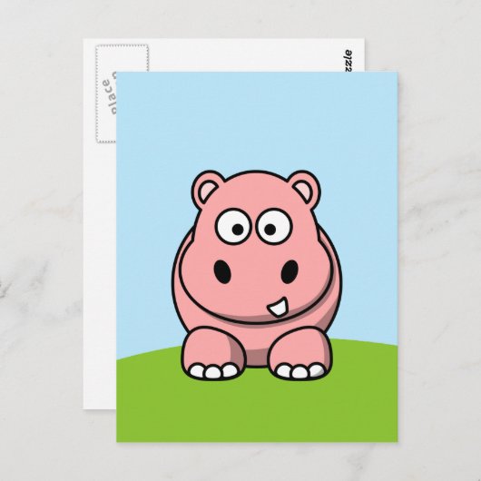 Carte Postale Hippo rose mignon (Devant / Derrière)