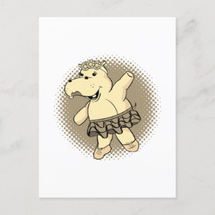 Carte Postale Hippo Sepia Ballerina Avec Tutu