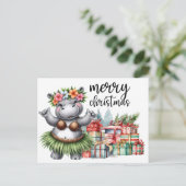 Carte Postale Hippo Thème de Noël pour Amoureux des animaux (Debout devant)