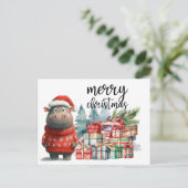 Carte Postale Hippo Thème de Noël pour Amoureux des animaux (Debout devant)