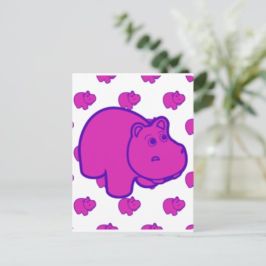 Carte Postale Hippo violet (Debout devant)
