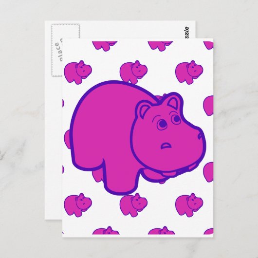 Carte Postale Hippo violet (Devant / Derrière)