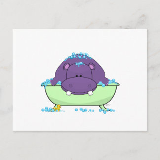 Carte Postale Hippo violet de bain