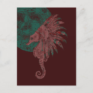 Carte Postale hippocampe au clair de lune