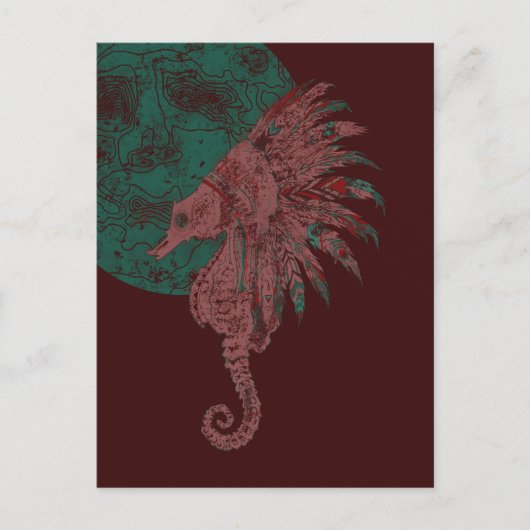 Carte Postale hippocampe au clair de lune (Devant)