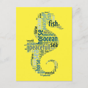 Carte Postale Hippocampe en conception de nuage de mots