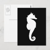 Carte Postale Hippocampe noir et blanc (Devant / Derrière)