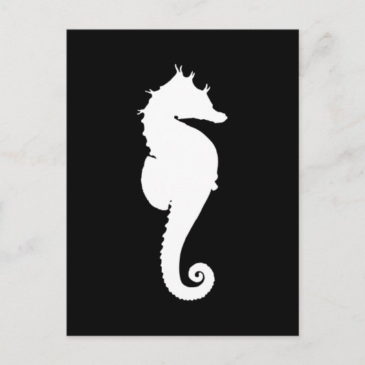 Carte Postale Hippocampe noir et blanc (Devant)