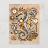 Hippocampe Steampunk Art Suréaliste Vintage