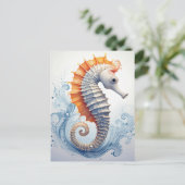 Carte Postale Hippocampe sur les vagues de l'océan (Debout devant)