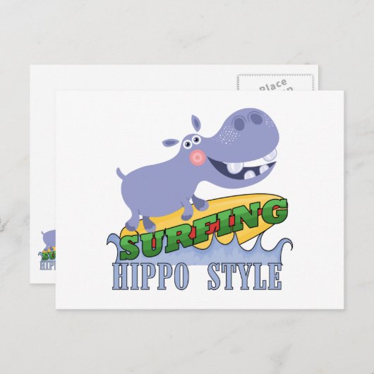 Carte Postale Hippopotame (Devant / Derrière)