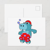 Carte Postale Hippopotame à la baignade avec maillot de bain (Devant / Derrière)