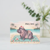 Carte Postale Hippopotame à la plage (Debout devant)