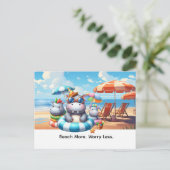 Carte Postale Hippopotame à la plage (Debout devant)