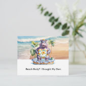Carte Postale Hippopotame à la plage (Debout devant)