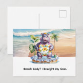 Carte Postale Hippopotame à la plage (Devant / Derrière)