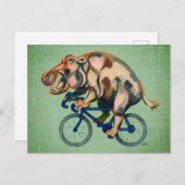 Carte Postale Hippopotame à vélo (Devant / Derrière)