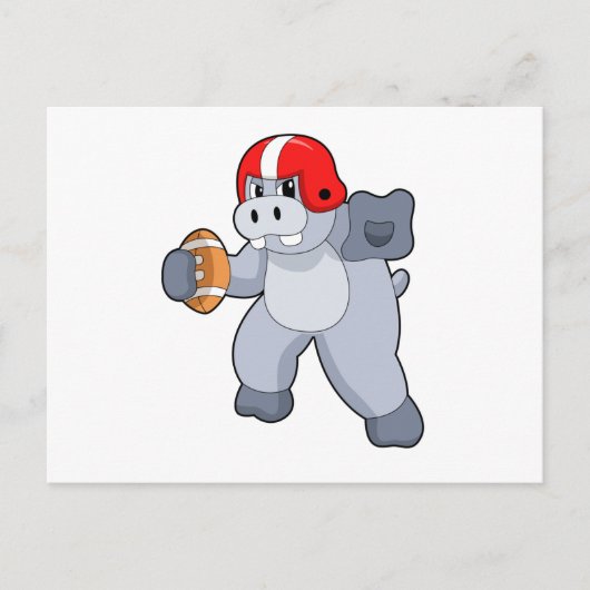 Carte Postale Hippopotame au sport de football (Devant)