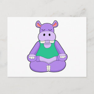 Carte Postale Hippopotame au yoga en position assise
