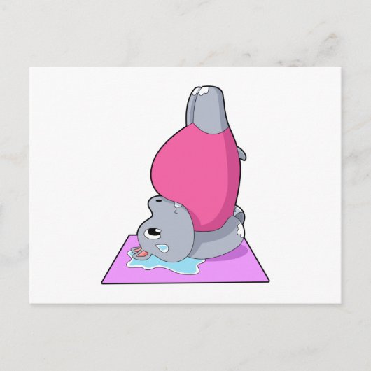 Carte Postale Hippopotame au yoga fitness (Devant)